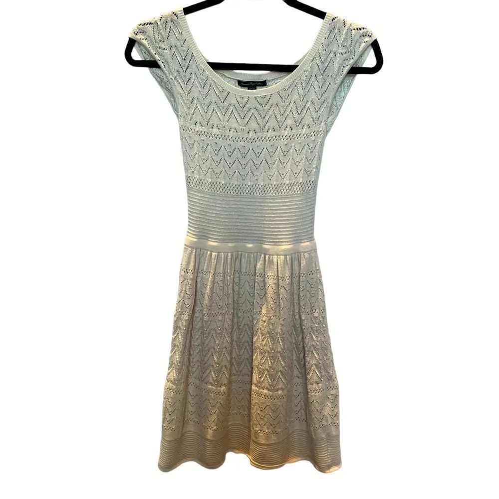American Eagle Outfitters Women's Cream Sparkle Sweater Dress Size XXS
